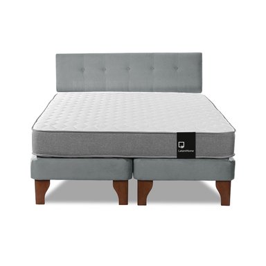 CAMA EUROPEA LATAM HOME ZEN BEST TELA VELVET GRIS 2 PLAZAS + RESPALDO - 2