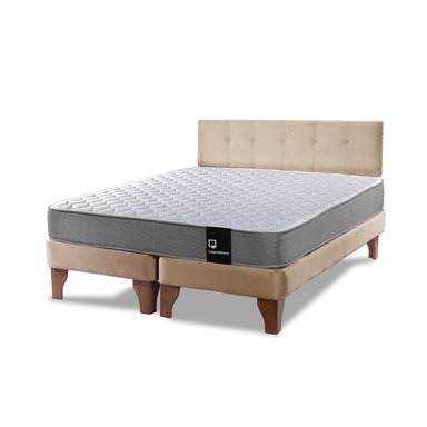 CAMA EUROPEA LATAM HOME ZEN BEST TELA VELVET BEIGE 2 PLAZAS + RESPALDO - 2