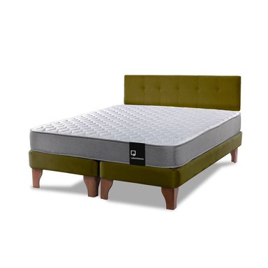 CAMA EUROPEA LATAM HOME ZEN BEST TELA VELVET VERDE 2 PLAZAS + RESPALDO - 2