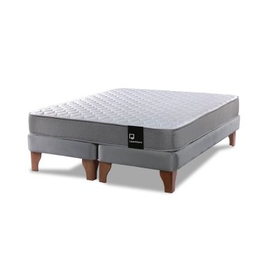 CAMA EUROPEA LATAM HOME ZEN BEST TELA VELVET GRIS 2 PLAZAS - 1