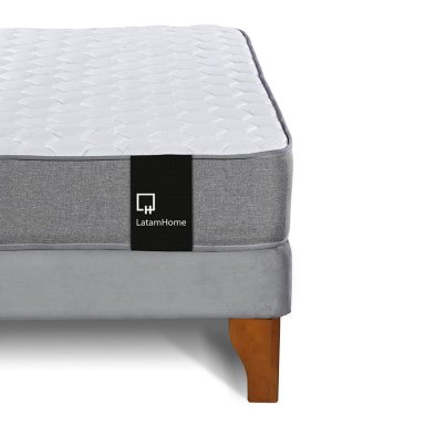 CAMA EUROPEA LATAM HOME ZEN BEST TELA VELVET GRIS 2 PLAZAS - 4