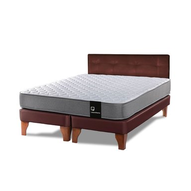 CAMA EUROPEA LATAM HOME ZEN BEST TELA PU CHOCOLATE 2 PLAZAS + RESPALDO - 1