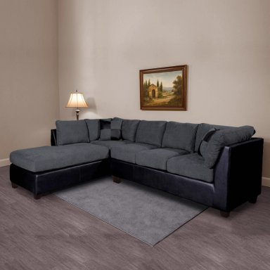 SOFÁ SECCIONAL LATAM HOME PADUA IZQUIERDO 5 CUERPOS GRIS TELA VELVET NEGRO - 1