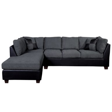 SOFÁ SECCIONAL LATAM HOME PADUA IZQUIERDO 5 CUERPOS GRIS TELA VELVET NEGRO - 2