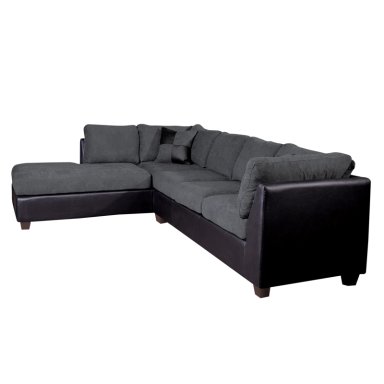 SOFÁ SECCIONAL LATAM HOME PADUA IZQUIERDO 5 CUERPOS GRIS TELA VELVET NEGRO - 3