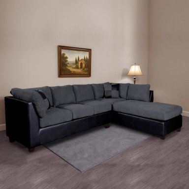 SOFÁ SECCIONAL LATAM HOME PADUA DERECHO 5 CUERPOS GRIS TELA VELVET NEGRO - 1