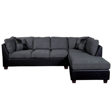 SOFÁ SECCIONAL LATAM HOME PADUA DERECHO 5 CUERPOS GRIS TELA VELVET NEGRO - 2