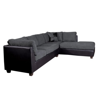 SOFÁ SECCIONAL LATAM HOME PADUA DERECHO 5 CUERPOS GRIS TELA VELVET NEGRO - 3