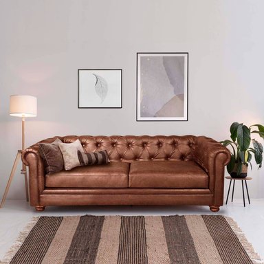 SOFA FLORENCIA 2C CUERO COLORADO CARAMELO - 1