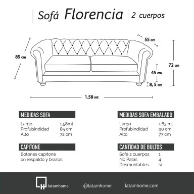SOFA FLORENCIA 2C CUERO COLORADO CARAMELO - 5