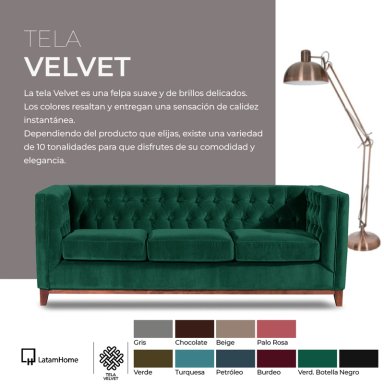 SOFA LATAM HOME RIMINI 3 CUERPOS BEIGE TELA VELVET - 7