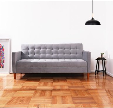 FUTON LATAM HOME GENOVA 3 CUERPOS GRIS TELA VELVET - 1