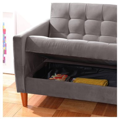FUTON LATAM HOME GENOVA 3 CUERPOS GRIS TELA VELVET - 5