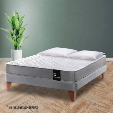 CAMA LATAM HOME ZEN BEST FULL TELA VELVET GRIS - 1