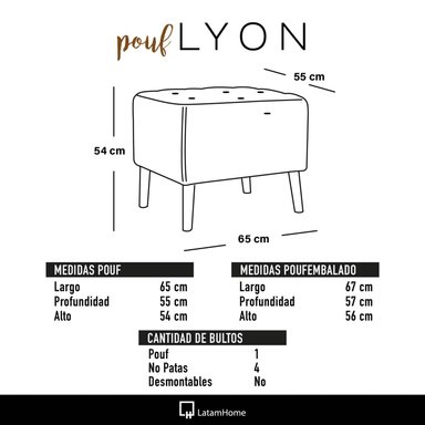 POUF LATAM HOME LYON GRIS TELA VELVET - 2