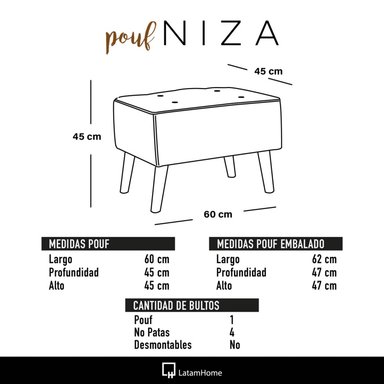 POUF NIZA LINO EN COLOR BLANCO - 3