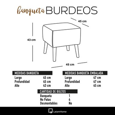 POUF BURDEOS LINO EN COLOR BLANCO - 3