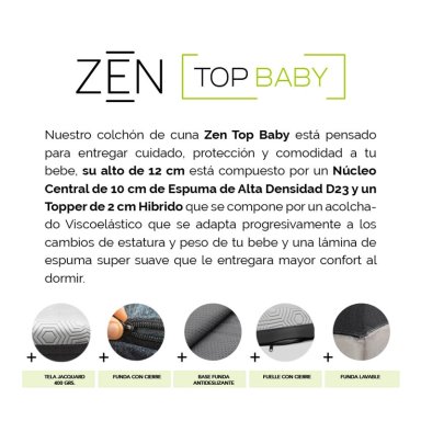 COLCHÓN LATAM HOME CUNA ZEN TOP BABY HYBRID 70 X 100 CM - 6