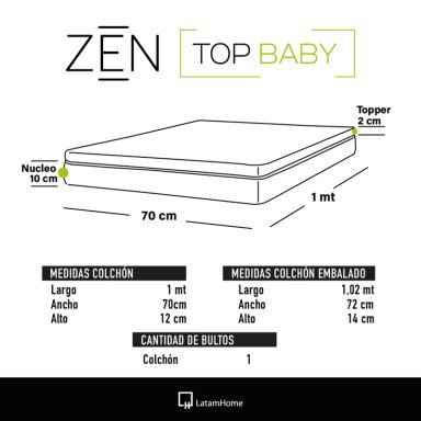 COLCHÓN LATAM HOME CUNA ZEN TOP BABY HYBRID 70 X 100 CM - 7