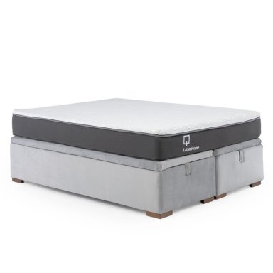 CAMA FUNCIONAL BOXET 2 PLAZAS BASE DIVIDIDA COLCHON RESORTES NEW TOP FUNDA LAVABLE GRIS - 2