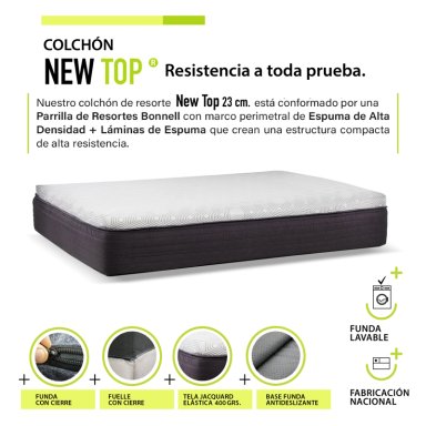 CAMA FUNCIONAL BOXET 2 PLAZAS BASE DIVIDIDA COLCHON RESORTES NEW TOP FUNDA LAVABLE GRIS - 5