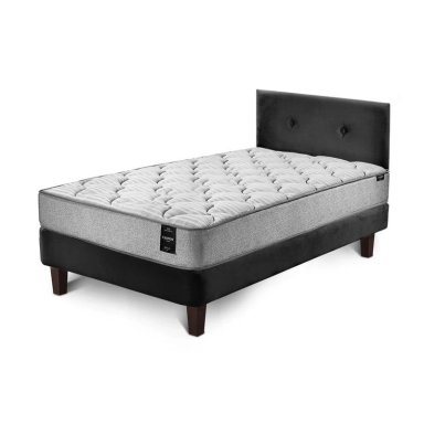 COMBO CAMA CANNON 1,5 PLAZA TEXTIL + RESPALDO TELA NEGRO - 2