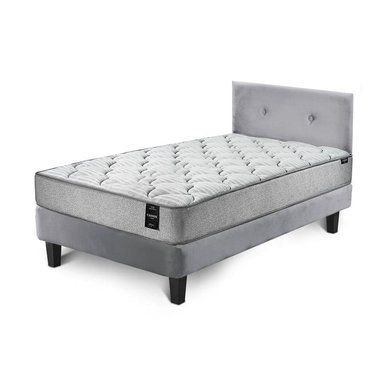 COMBO CAMA CANNON 1,5 PLAZA TEXTIL + RESPALDO TELA GRIS - 2