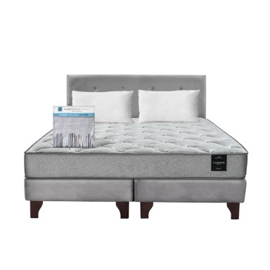 COMBO CAMA CANNON 2 PLAZAS+2 ALMOHADAS+SABANAS+RESPALDO TELA GRIS - 3