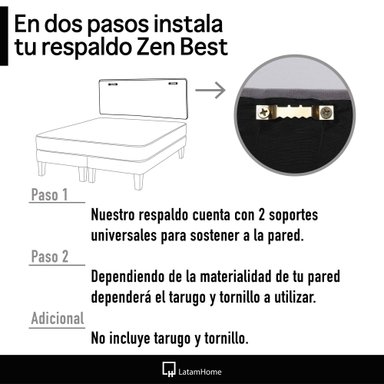 COMBO CAMA CANNON 2 PLAZAS+2 ALMOHADAS+SABANAS+RESPALDO TELA NEGRO - 2