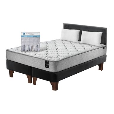 COMBO CAMA CANNON 2 PLAZAS+2 ALMOHADAS+SABANAS+RESPALDO TELA NEGRO - 3