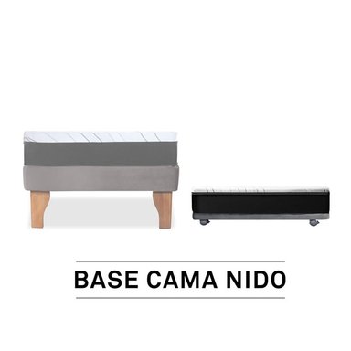BASE CAMA NIDO 1 PZA 190 CM + COLCHON ZEN PRO TELA GRIS - 3