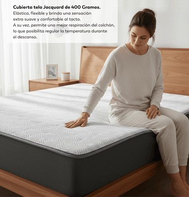 Cama Europea Zen Roller 2 Plazas Colchon Comprimido Espuma + Respaldo Tela Azul Petroleo - 4
