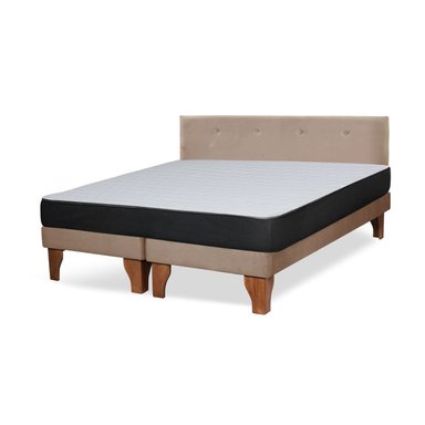 Cama Europea Zen Roller 2 Plazas Colchon Comprimido Espuma + Respaldo Tela Beige - 2