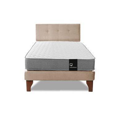 Cama Europea Zen Best 1.5 Plaza Colchon Resortes Base Dividida + Respaldo Tela Beige - 4