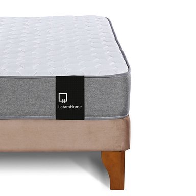 Cama Europea Zen Best 1.5 Plaza Colchon Resortes Base Dividida + Respaldo Tela Beige - 7