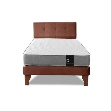 Cama Europea Zen Best 1.5 Plaza Colchon Resortes Base Dividida + Respaldo Tela Café - 4