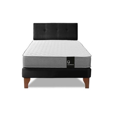Cama Europea Zen Best 1.5 Plaza Colchon Resortes Base Dividida + Respaldo Tela Negro - 4