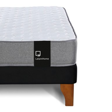 Cama Europea Zen Best 1.5 Plaza Colchon Resortes Base Dividida + Respaldo Tela Negro - 7