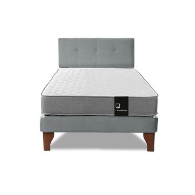Cama Europea Zen Best 1.5 Plaza Colchon Resortes Base Dividida + Respaldo Tela Gris - 4