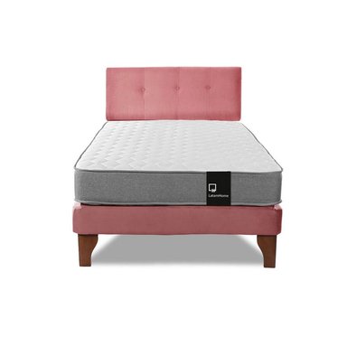 Cama Europea Zen Best 1.5 Plaza Colchon Resortes Base Dividida + Respaldo Tela Palo Rosa - 4