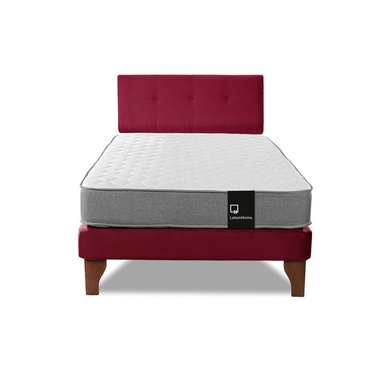 Cama Europea Zen Best 1.5 Plaza Colchon Resortes Base Dividida + Respaldo Tela Burdeo - 4