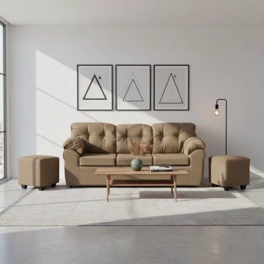 LIVING POLONIA  3C+2 POUF TELA - 1