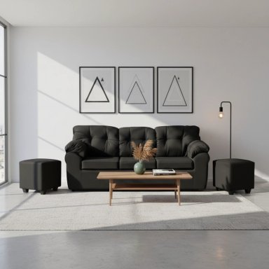 LIVING POLONIA  3C+2 POUF TELA - 1