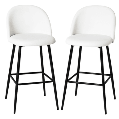 PACK 2 PISOS DE BAR TABURETE VELVET 66CM TERCIOPELO EN COLOR BLANCOS - 1
