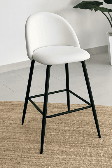 PACK 2 PISOS DE BAR TABURETE VELVET 66CM TERCIOPELO EN COLOR BLANCOS - 2