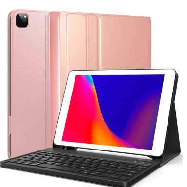 FUNDA CON TECLADO JOIGO ESPAÑOL PARA IPAD AIR 13 M2 2024 ROSADO - 1