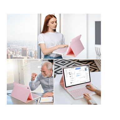 FUNDA CON TECLADO ESPAÑOL PARA SAMSUNG TAB S9 FE 10.9 ROSADO - 2