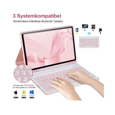 FUNDA CON TECLADO ESPAÑOL PARA SAMSUNG TAB S9 FE 10.9 ROSADO - 4