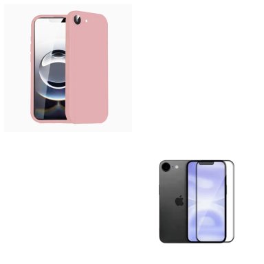 CARCASA LAMINA DE VIDRIO COMPATIBLE CON IPHONE 17E ROSADO - 1