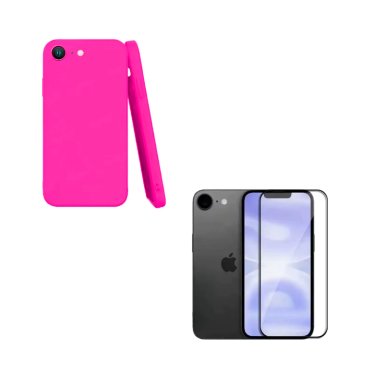 CARCASA LAMINA DE VIDRIO COMPATIBLE CON IPHONE 17E FUCSIA - 1